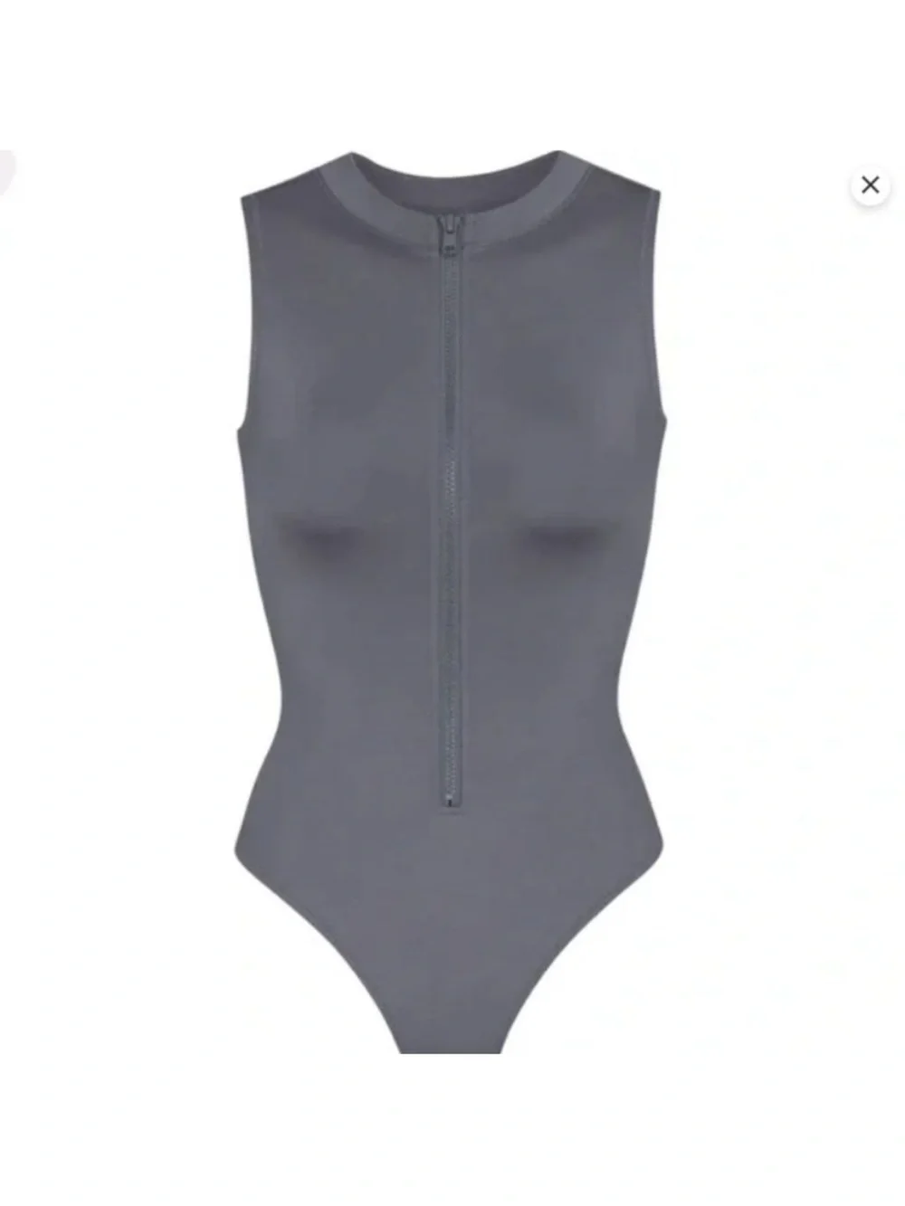 Skims Sleeveless Front-Zip Women's Swimsuit in Charcoal Gray